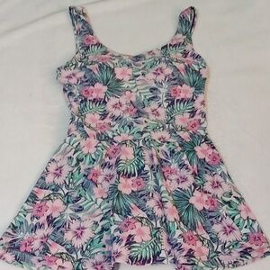 Shore Shapes Swimwear Floral Print One Piece Skirted Swimsuit, Sz 12